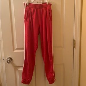 Brandy Melville red sweatpants with white stripes